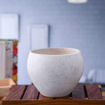 3.1 inch (8 cm) Apple Marble Finish Round Ceramic Pot (White) (set of 2)