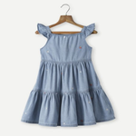 Tiered Embroidered Denim Frock