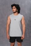 Sleeveless polyester T-shirt-Grey