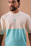 Oversized Cut and Sew T-Shirt-Peach and Green
