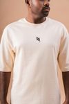 Cotton Solid Black Over Sized T-Shirt -Half White