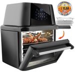 NutriChef Rotisserie 1800W High Power Air Fryer Plus Food Dehydrator And Rotisserie Oven Combo 17 Plus Quart Large Capacity