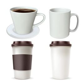 Set of paper and Glass Cups