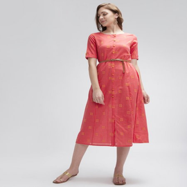 Round Neck Checkered Dress