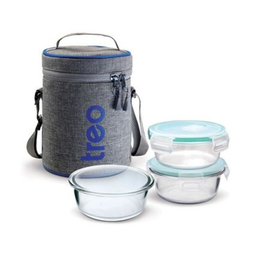 MILTON Tiffin - All Fresh, Borosilicate, Glass, 380 ml with bag