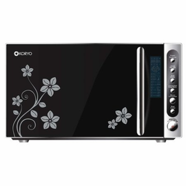 KORYO 20L Convection Microwave Oven with Floral Design Glass Door (KMC2122IAM, Black)
