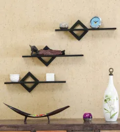 Set of 3 Sheesham Wood Floating Wall Shelf