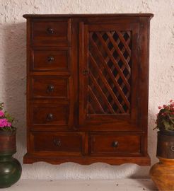 Sheesham & Mango Wood Wall Cabinet In Brown