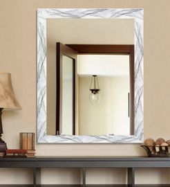 Synthetic Wood Rectangle Wall Mirror in White colour