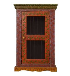 Sheesham & Mango Wood Wall Cabinet In Pink