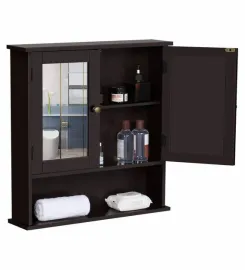 Mango Wood Floating Wallshelf in Walnut Finish