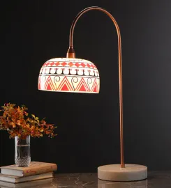 White Glass Shade Table Lamp with Gold Base