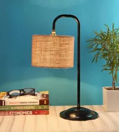beige jute shade study lamp