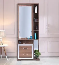 Mulan Engineered Wood Dressing Table with Mirror in Walnut Color by HomeTown