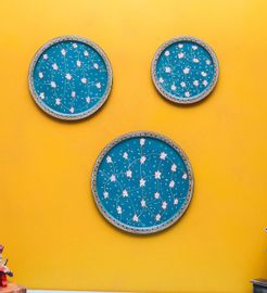 Blue MDF Wooden Wall Decor Plates