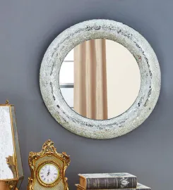 Glass Round Wall Mirror in Silver colour