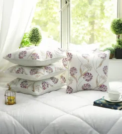 Cotton Floral Pattern 12x12 Inch Cushion Covers (Set Of 5)