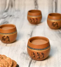 Warli Terracotta Kulhad (Set of 6)