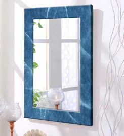 MDF Rectangle Wall Mirror in Blue colour