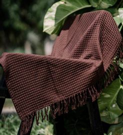 Brown Cotton Solid 100x90 Inch Machine Tufted Throw