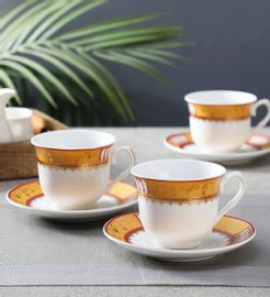 170 ML White Bone China Cups & Saucers Set of 6
