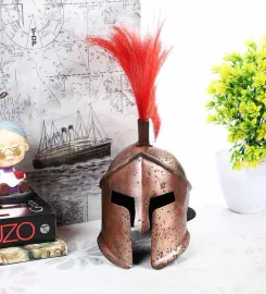 Copper Metal Antique Spartan Helmet Military Decor Showpiece