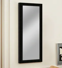 Synthetic Wood Rectangle Wall Mirror in Black Colour
