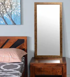 Golden Synthetic Wood Greece Rectangle Shaped Mirror