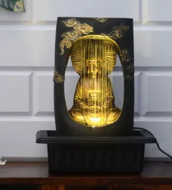 Brown & Gold Polyresin Buddha Waterfall Water Fountain