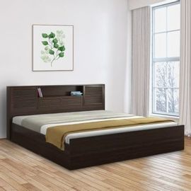 Indiana Engineered Wood Hydraulic Storage King Size Bed in Acacia Colour by Vickys
