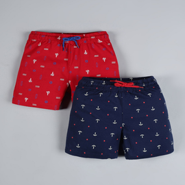 Rikidoos Trees Print Shorts - Navy Blue