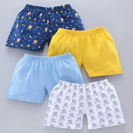 Babyhug Striped & Printed Shorts Pack of 2 - Yellow Blue