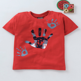 Rikidoos Half Sleeves Printed Tee - Red