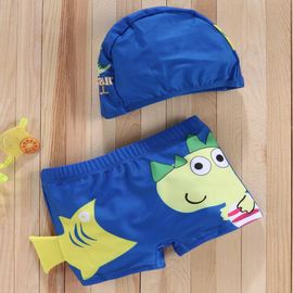 Babyhug Swimming Trunk with Cap Animal Print - Blue