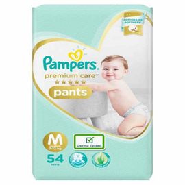 Pampers Premium Care Pants, Medium size baby diapers (MD), 54 Count, Softest ever Pampers pants