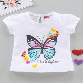 Babyhug Half Sleeves Tee Butterfly Print - White