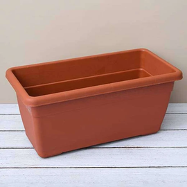 23.6 inch (60 cm) Big Window Rectangle Plastic Pot (Terracotta Color)