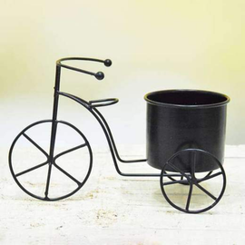 3.5 inch (9 cm) Cycle Metal Round Planter (Black)