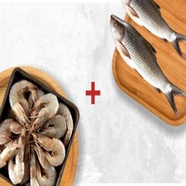 Rohu (800 - 1.2Kg) + Prawns Medium(480 - 500g)