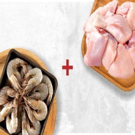 Chicken Curry Cut - Skin off (500g) + Prawns Medium (480 - 500g)