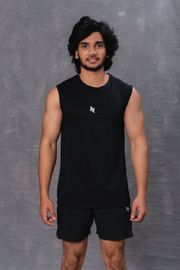 Sleeveless polyester T-Shirt- Black
