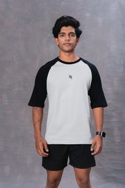 Black and Gray Raglan Cotton Oversized T-Shirt