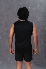 Sleeveless polyester T-Shirt- Black