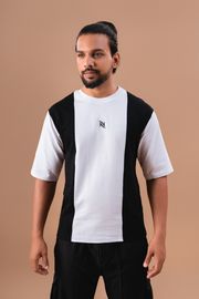 White and Black Cut and Sew oversized T-shirt