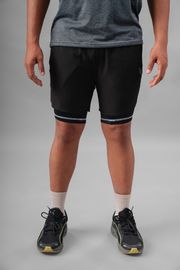 Black Men's 2 in 1 Running Shorts