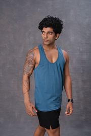 Cotton Men's Vest -Denim Blue