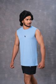 Sleeveless Polyester T-shit-Blue