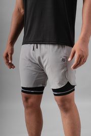 Men's 2 in 1 Running Shorts -Grey