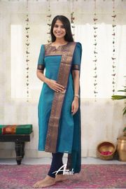 silk cotton Kurti with dupatta