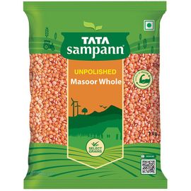 Tata Sampann Masoor Dal/Mysore Bele - Whole, Unpolished, 1 Kg Pouch